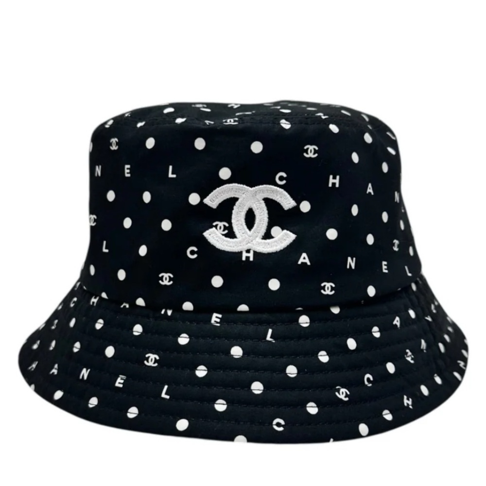EUC Chanel Black and White Polka Dot Bucket Hat size small